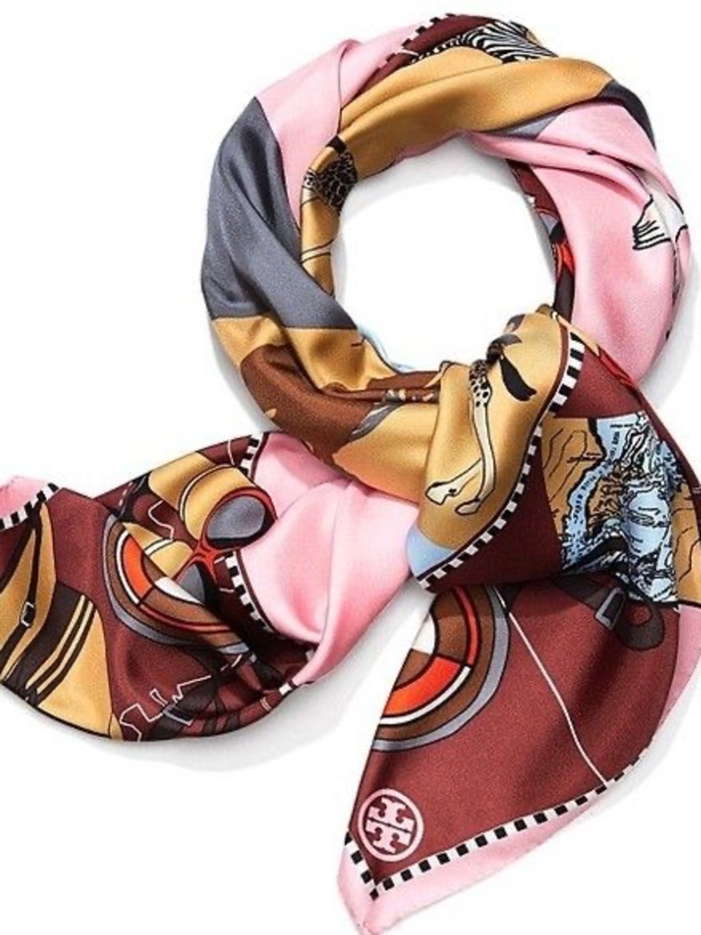 Tory Burch Safari Silk Scarf in Zala Pink. NWT!